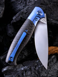 WE Knife Co. Deacon Framelock M390 Blue Titanium/CF Folding Pocket Knife Clip