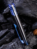 WE Knife Co. Deacon Framelock M390 Blue Titanium/CF Folding Pocket Knife