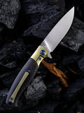 WE Knife Co. Deacon Framelock M390 Gold Titanium/CF Folding Pocket Knife Backside 