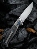 WE Knife Co. Deacon Framelock M390 Gray Titanium/CF Folding Pocket Knife Backside