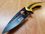 Mtech spring assisted Yellow and Black Tactical Knife with Finger Hole - a901yl