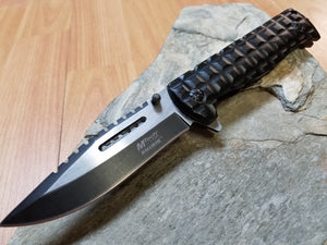 MTech 9" Folding Spring Assisted Black Tactical Pocket Knife with Glass Break - a906bk