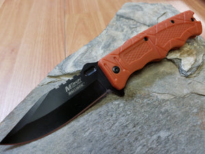 Mtech Spring Assisted Folding Orange Black Blade Pocket Knife - a909or