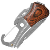 Dakota Brown Wood Handle Carabiner Knife Screwdriver Wrench Multi-Tool  9116