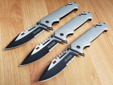 Tac Force LOT OF 3 Linerlock A/O Silver Stainless Belt Cutter Folding Knives 916SL