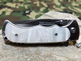 Tac Force Linerlock A/O Satin White Resin Handle Stainless Folding Knife 934WP