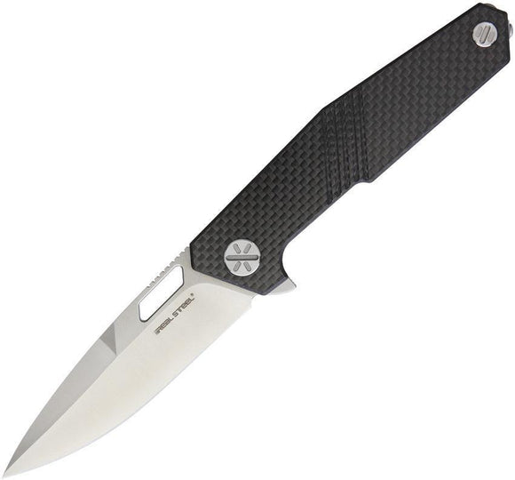 Real Steel Havran Framelock Black Handle Stainless Folding Knife