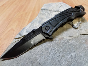 Mtech 8" Spring Assisted Aluminum Anodized Black Folding Knife - A955BK