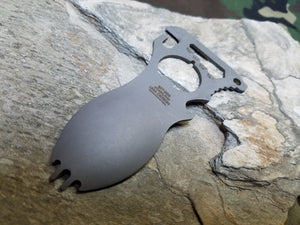 MTech Spork Camping Tool Survival Stainless Grey 4" w/ Carabiner Keyring-  958gy