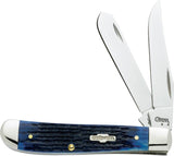 Case Cutlery USA Inlay Navy Blue Bone Mini Trapper Folding Pocket Knife 2838