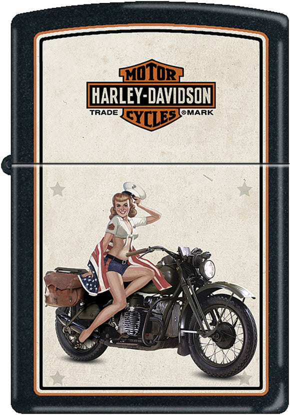 Zippo Harley Davidson Motorcycles Logo US Marine Pinup Lighter