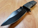Mtech Rescue Spring Assisted Black Folding Pocket Knife with Black Blade- a909bk