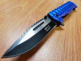 MTech 9" Folding Spring Assisted Blue Tactical Pocket Knife with Glass Break - a906bl