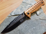 MTech 9" Folding Spring Assisted Desert Tan Tactical Pocket Knife with Glass Break - a906dt