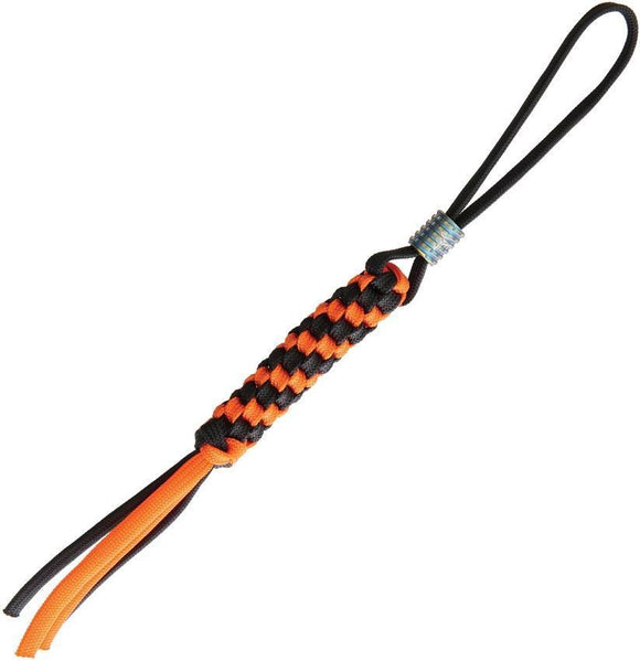 WE KNIFE Co Black & Orange Paracord Knife Lanyard w/ Anodized Titanium Bead