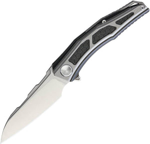 Stedemon Jenova Framelock Folding Blade Gray & BLK Titanium Handle Knife