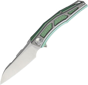 Stedemon Jenova Framelock Green Titanium Handle Folding Satin Blade Knife