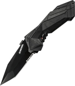 SCHRADE Black Assist Open Tanto Serrated Linerlock Folding Pocket Knife