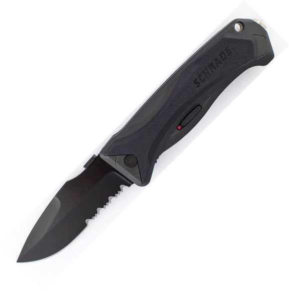 SCHRADE MAGIC Black Assist Opening Serrated Drop Pt Folding Pocket Knife