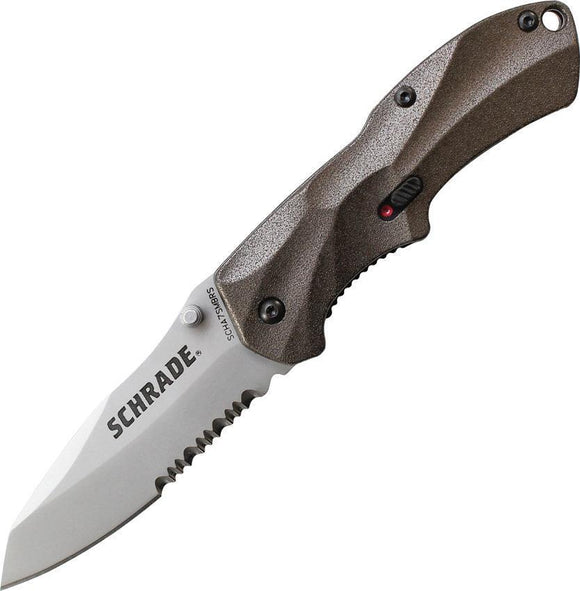 SCHRADE Mini M.A.G.I.C Assist Open Brown AUS-8 Serrated Folding Blade Knife