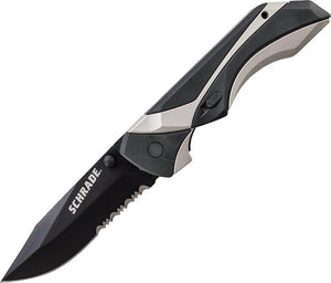 SCHRADE MAGIC Assist Open Gray Alum Serrated Folding Blade Pocket Knife