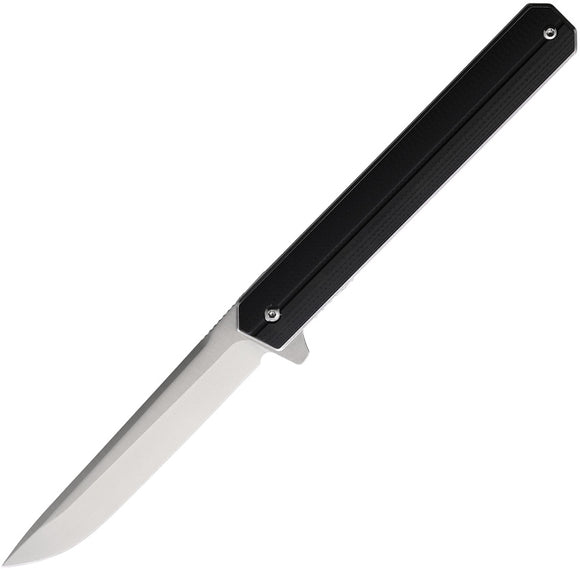 ABKT TAC Kambo Linerlock Black Smooth G10 Folding D2 Steel Pocket Knife 1038B