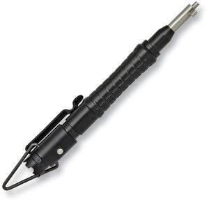 Albainox Flashlight/Handcuff Key 4" Kubotan W/ Clip Black Aluminum 03014