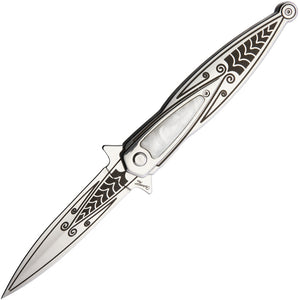 Albainox Plus Linerlock A/O Scroll Design Folding Stainless Pocket Knife 18484A