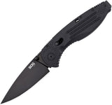 SOG Aegis A/O Stainless Folding TiNi Drop Pt Blade Black Handles Knife