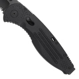 SOG Aegis A/O TiNi Tanto AUS-8 Piston Lock Serrated Folding Black Knife