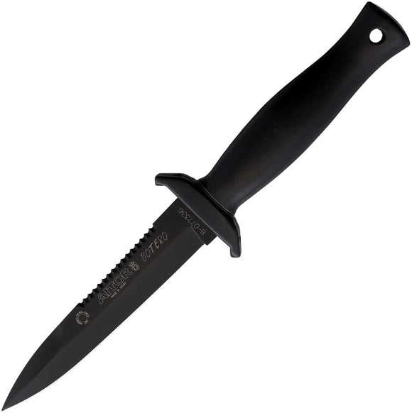 Aitor Botero Dagger Black Stainless Sawback Fixed Blade Knife w/ Sheath 16019