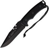 Aitor One Fixed Blade Knife Black Wood Stainless Clip Point W/ Belt Sheath 16131