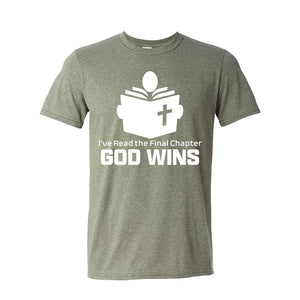 I've Read the Final Chapter God Wins w/ Person Heather Green Sleeve AK T-Shirt XL