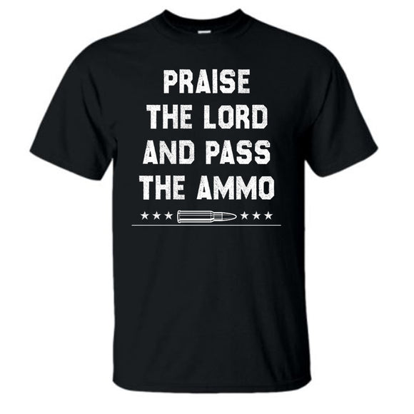 Praise the Lord And Pass the Ammo Black Short Sleeve AK T-Shirt 2X