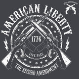 American Liberty Crossed Arms 2nd Amendment Double Sided Dark Heather Gray Short Sleeve AK T-Shirt 2XL