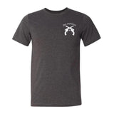 American Liberty Crossed Arms 2nd Amendment Double Sided Dark Heather Gray Short Sleeve AK T-Shirt 2XL