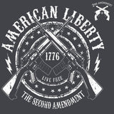 American Liberty Crossed Arms 2nd Amendment Double Sided Dark Heather Gray Short Sleeve AK T-Shirt XL