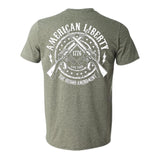 American Liberty Crossed Arms 2nd Amendment Double Sided Heather Green Short Sleeve AK T-Shirt 2XL