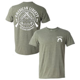 American Liberty Crossed Arms 2nd Amendment Double Sided Heather Green Short Sleeve AK T-Shirt 2XL