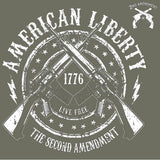 American Liberty Crossed Arms 2nd Amendment Double Sided Heather Green Short Sleeve AK T-Shirt 2XL