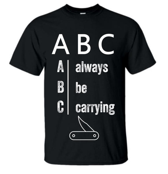 ABC: Always Be Carrying Pocket Knives Black Short Sleeve T-Shirt L