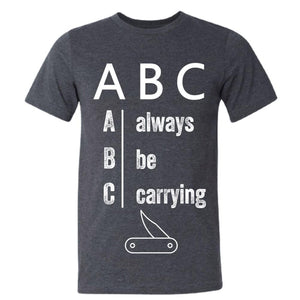 ABC: Always Be Carrying Pocket Knives Dark Heather Gray Short Sleeve T-Shirt 2XL