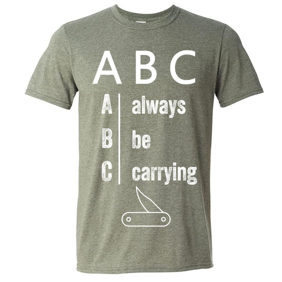 ABC: Always Be Carrying Pocket Knives Heather Green Short Sleeve T-Shirt 2XL