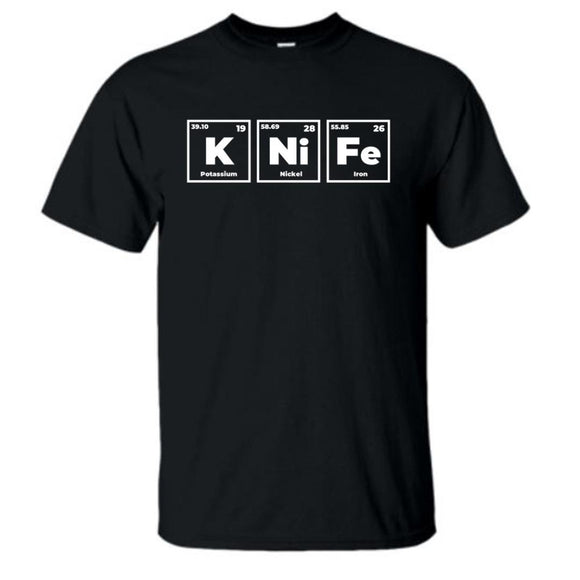 KNIFE Periodic Table of Elements Black Short Sleeve T-Shirt XL