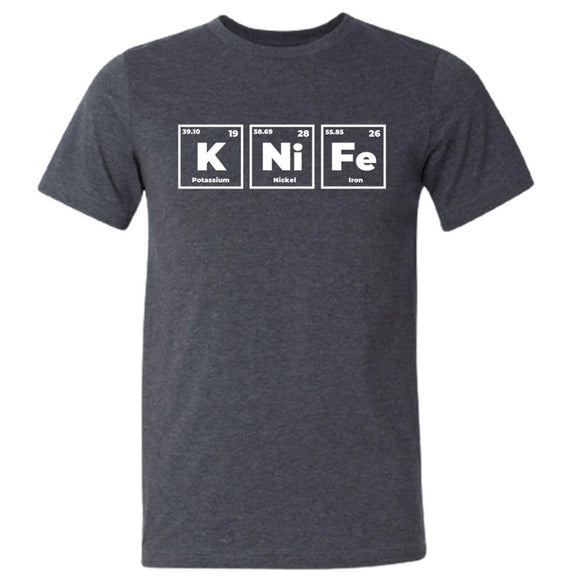 KNIFE Periodic Table of Elements Dark Heather Gray Short Sleeve T-Shirt XL