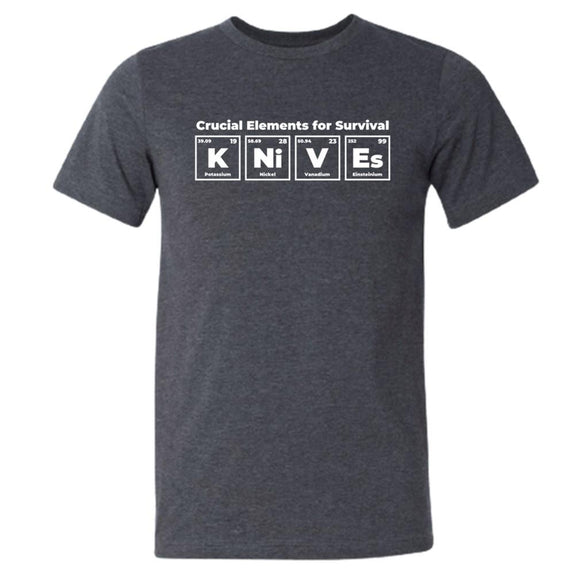 Crucial Elements of Survival Knives Dark Heather Gray Short Sleeve T-Shirt 2XL