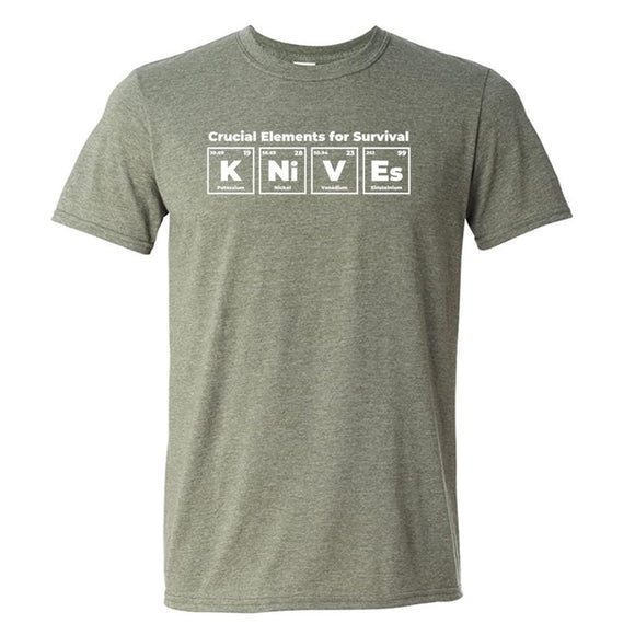 Crucial Elements of Survival Knives Heather Green Short Sleeve T-Shirt L