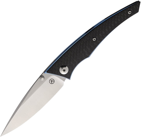 Alliance Designs Chisel Linerlock Carbon Fiber/Blue Titanium Folding Knife 015