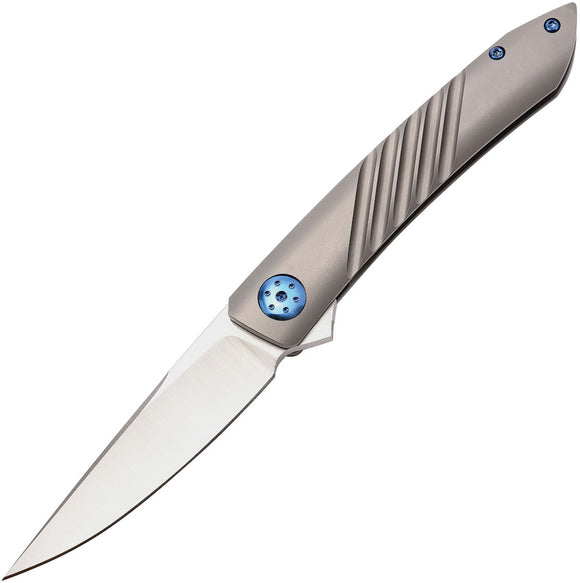 Alliance Designs Anchovy Framelock Gray Titanium RWL-34 Steel Folding Knife A1G