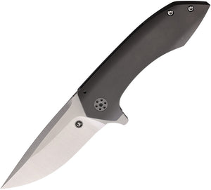 Alliance Designs Pocket Knife Grey Titanium Folding M390 Drop Pt MV